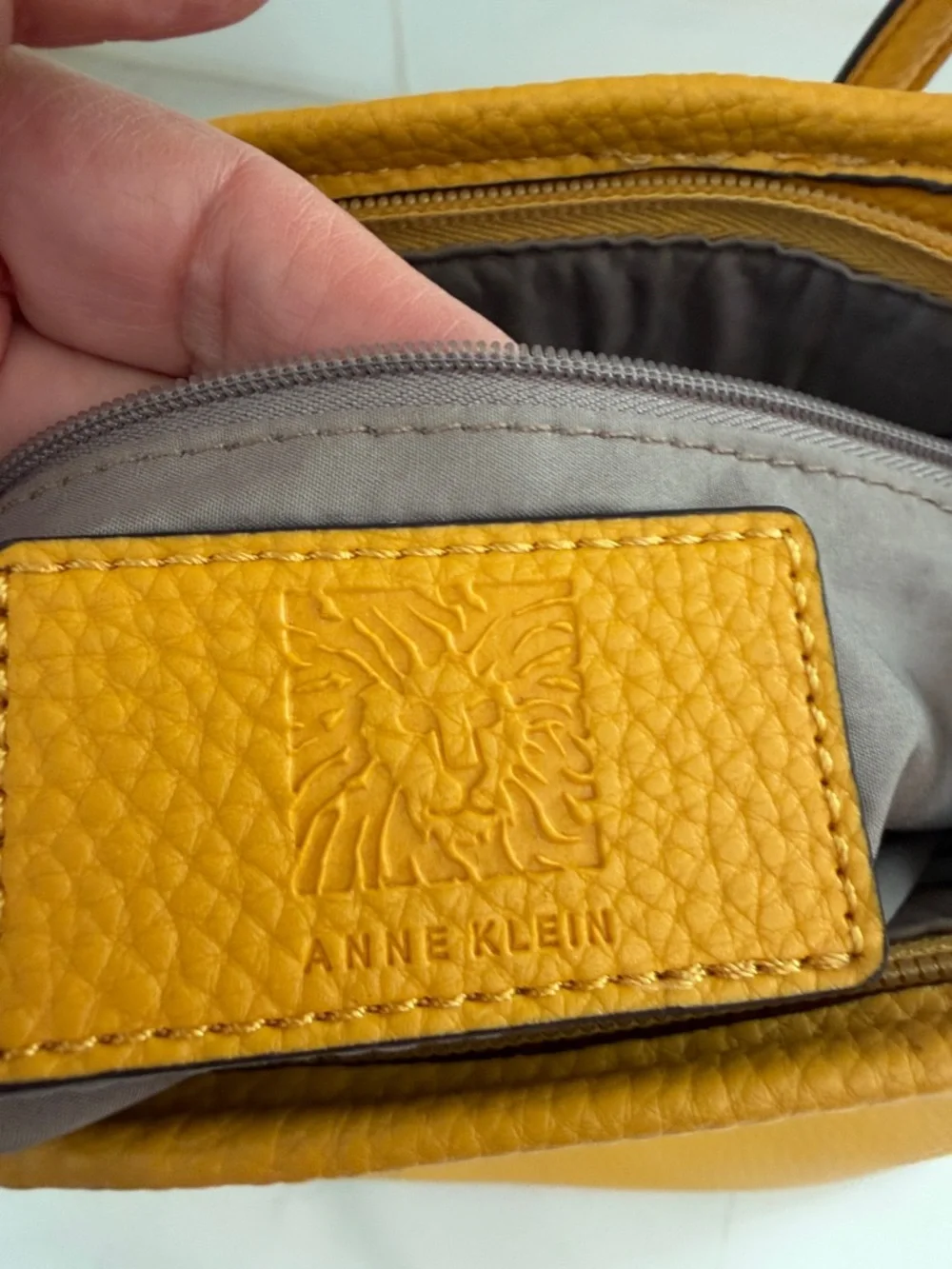 Anne Klein Harvest Yellow Textured Faux Leather Tote Shoulder Bag